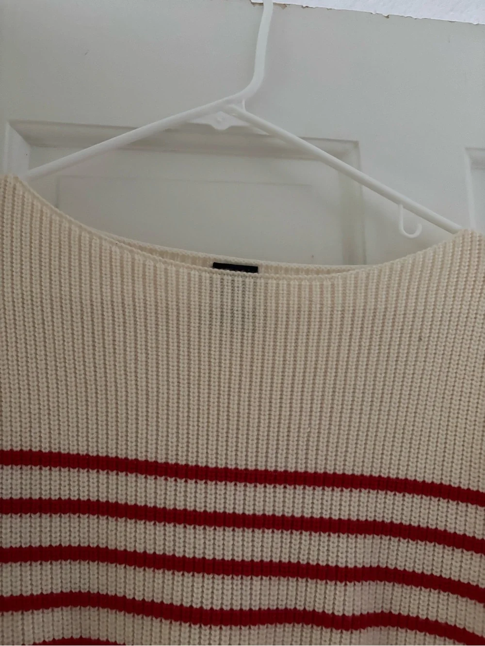 GAP Cream and Red Striped Crew Sweater - Picture 2 of 4